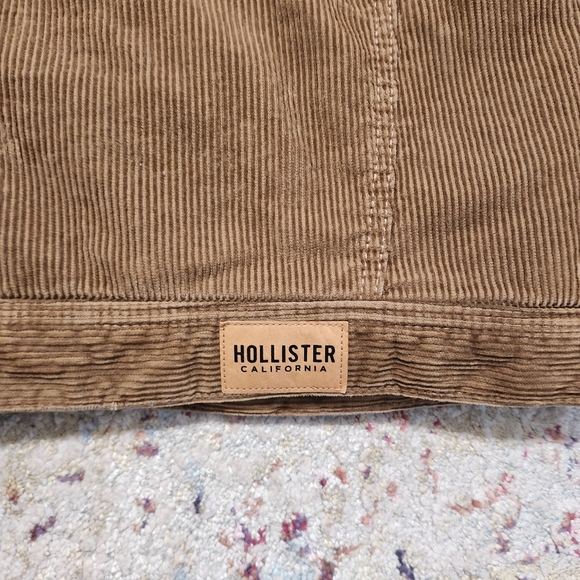 Hollister Corduroy and Sherpa Jacket Coat Tan Brown Ivory Size Medium - Picture 3 of 11